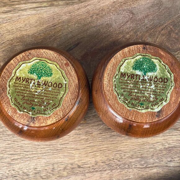 Vintage Ralph A. Bailey Myrtlewood Round Orb Candlestick Holders – Pair of Two - Picture 2 of 4